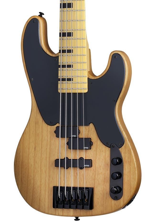 B Stock : Schecter Model-T Session-5 Bass Guitar in Aged Natural Satin - 003