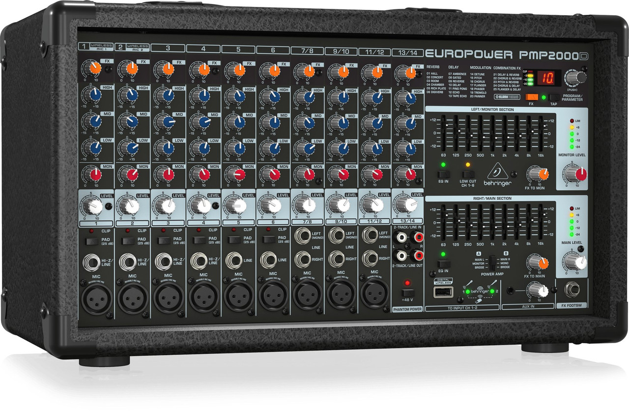 Behringer PMP2000D 2000-Watt 14-Channel Powered Mixer with Klark Teknik Multi-FX Processor - Image 5
