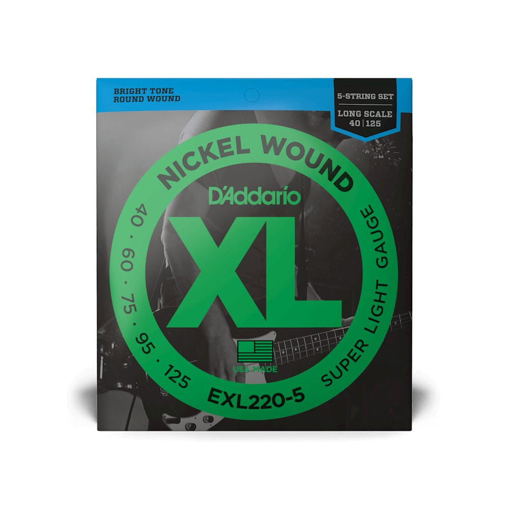 D'Addario EXL220-5 Nickel Wound Super Light 5-String Bass Strings - 40-125 Long Scale