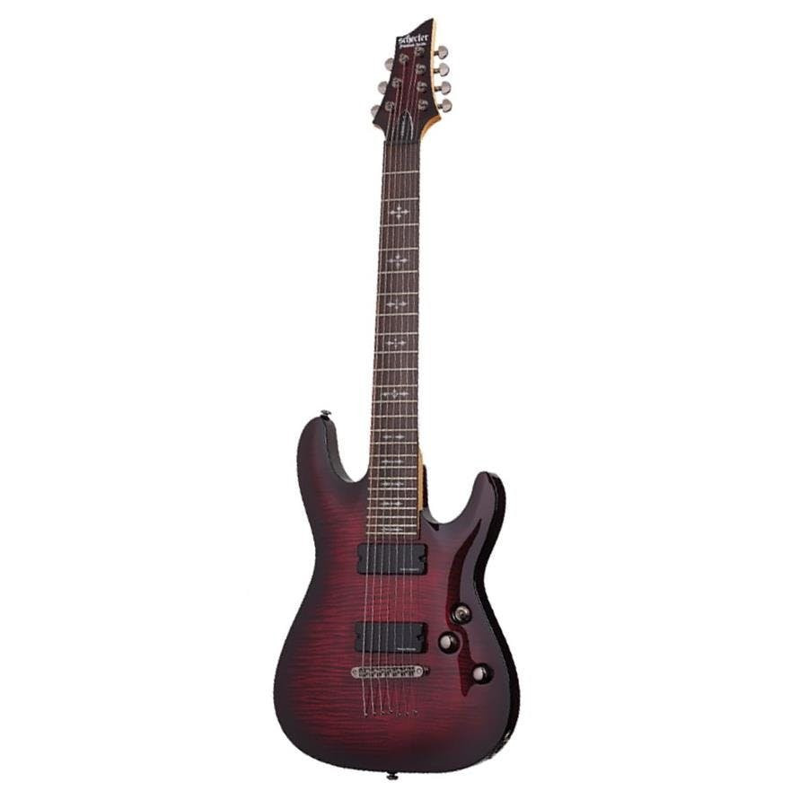 Schecter DEMON-7 Flamed Maple Top in Crimson Red Burst