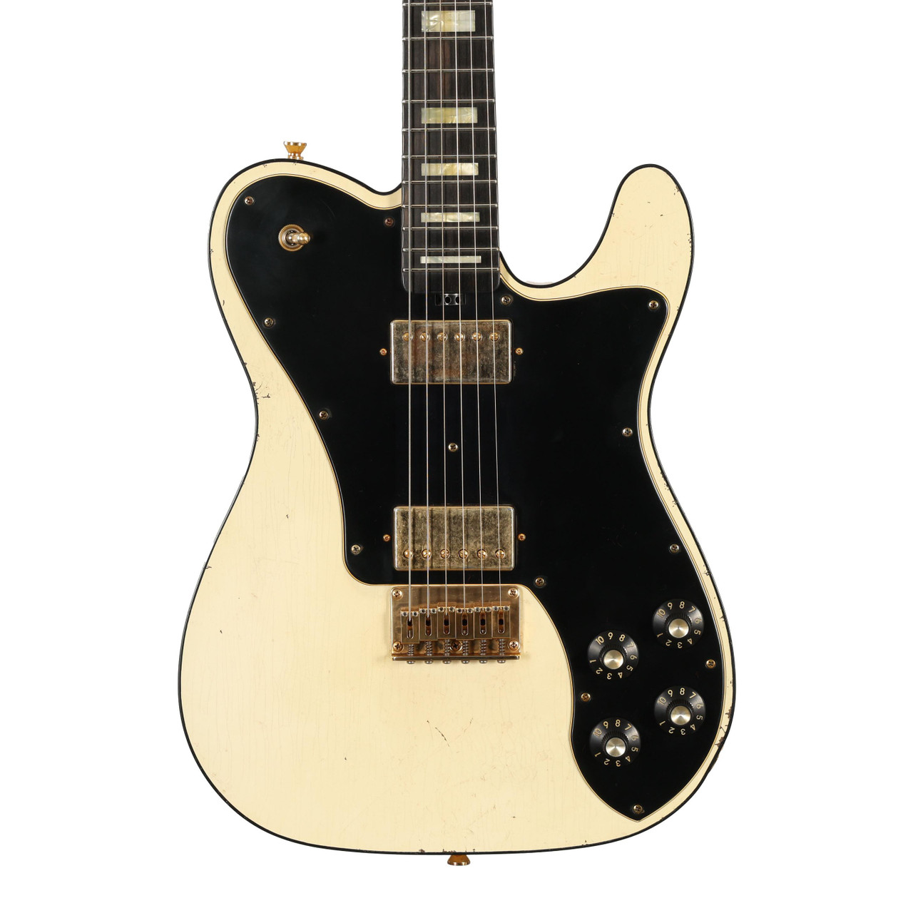Shabat Lion Deluxe Electric Guitar in Olympic White, Light Aged - Image 2