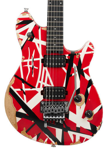 EVH Limited Edition Wolfgang Special Striped Series Electric Guitar in Red Black and White Aged