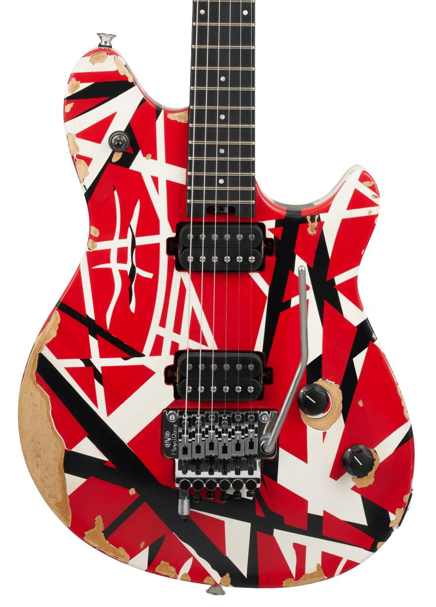 EVH Limited Edition Wolfgang Special Striped Series Electric Guitar in Red Black and White Aged