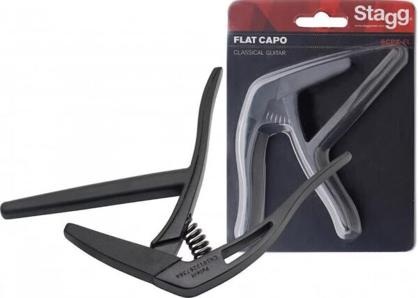Stagg SCPXFLCR Flat "Trigger" Capo for Classical Guitars in Black - Image 4