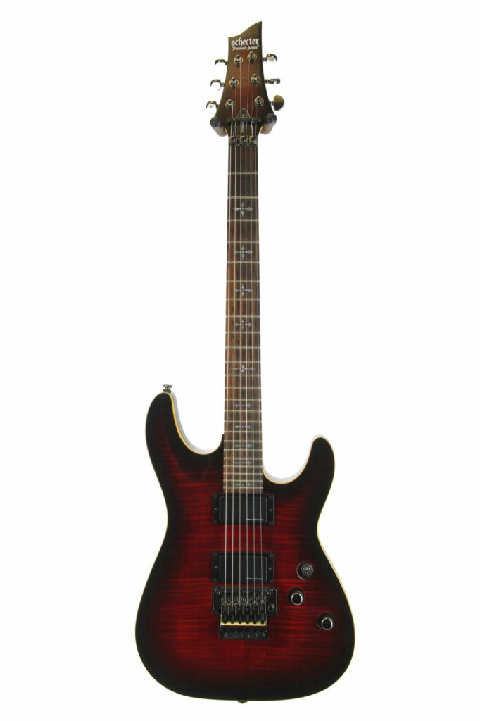 Schecter Demon-6 FR Flamed Maple Top in Crimson Red Burst