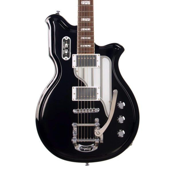 Airline MAP Baritone DLX Electric Guitar in Black - Image 2