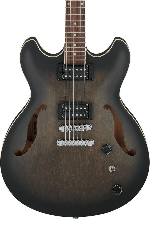 Ibanez AS53-TKF Semi Hollow Electric Guitar in Transparent Black Flat