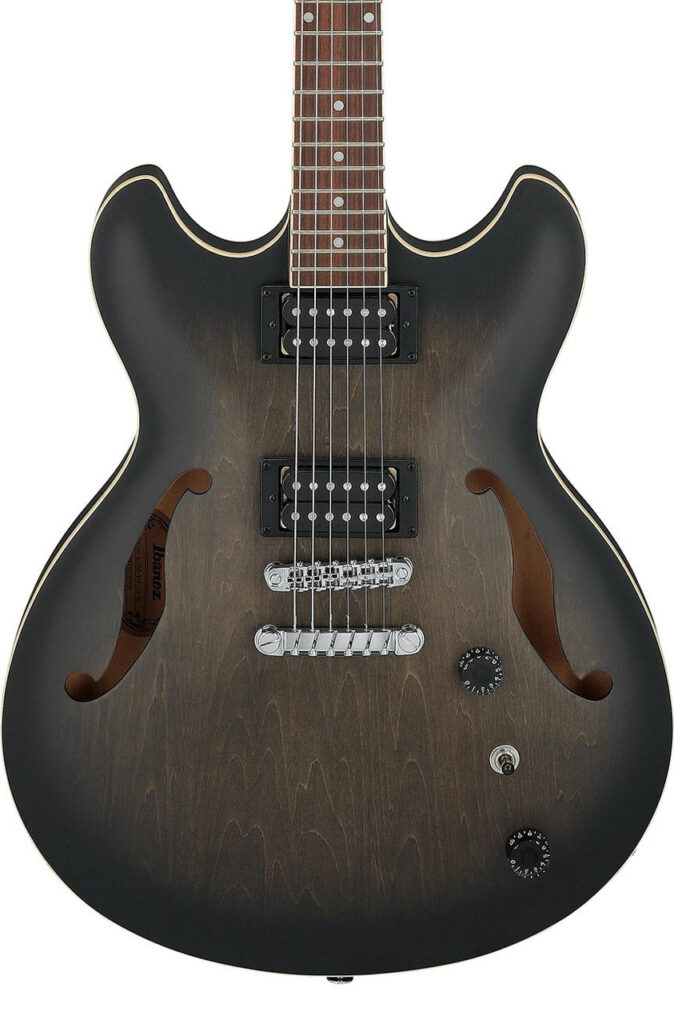Ibanez AS53-TKF Semi Hollow Electric Guitar in Transparent Black Flat