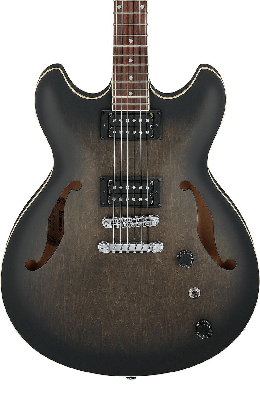 Ibanez AS53-TKF Semi Hollow Electric Guitar in Transparent Black Flat