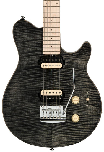 Sterling by Music Man Sub Axis AX3FM Flame Maple Top in Trans Black