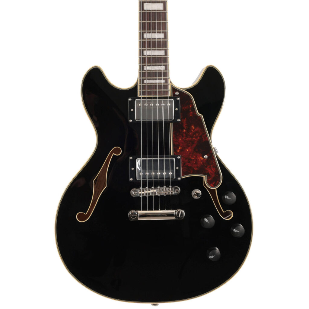 B Stock : D’Angelico Premier Mini DC Semi-Hollow Electric Guitar in Solid Black - 002