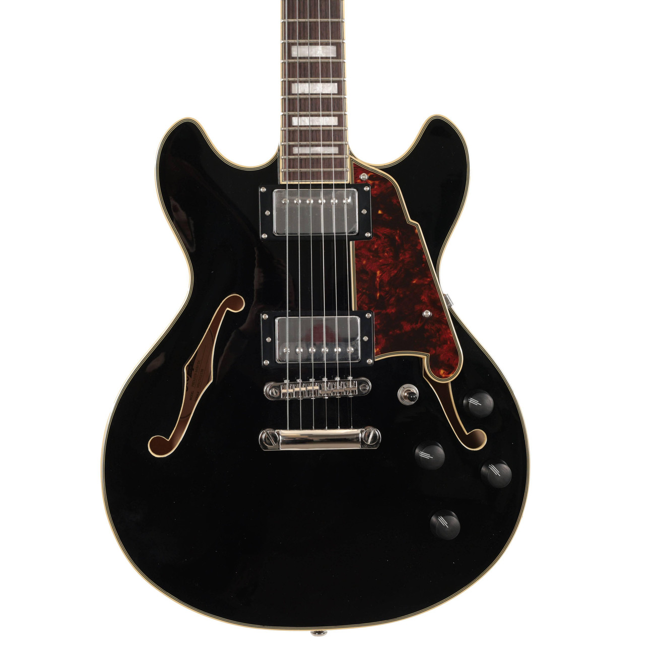 B Stock : D’Angelico Premier Mini DC Semi-Hollow Electric Guitar in Solid Black - 003 - Image 1