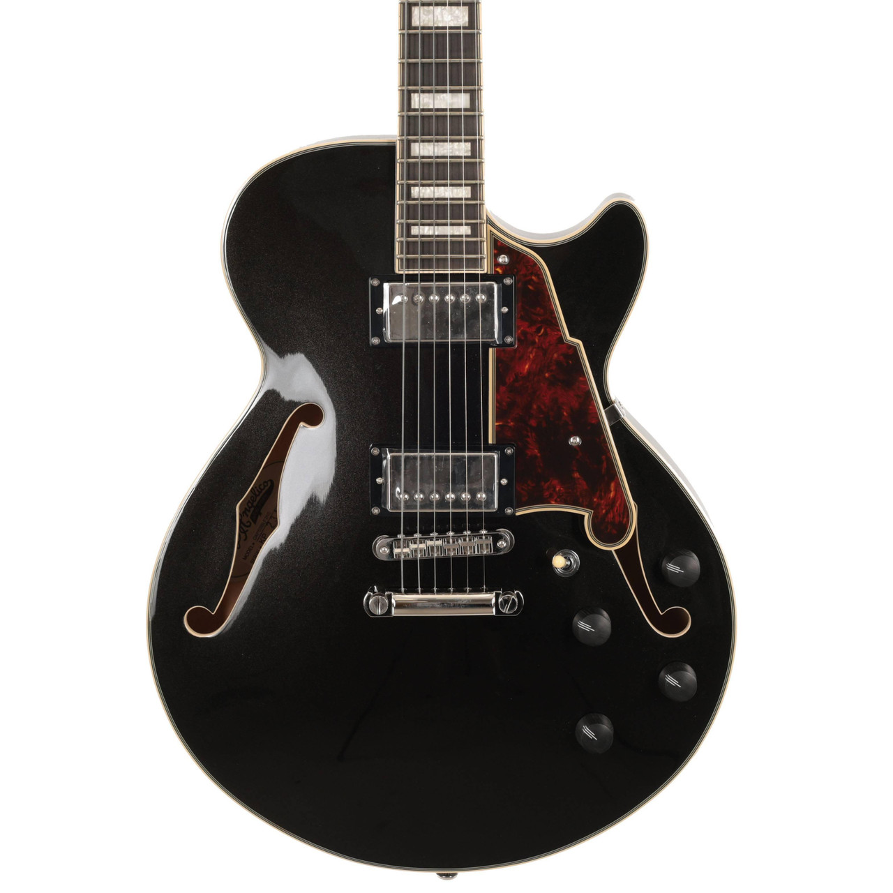 B Stock : D'Angelico Premier SS Single Cutaway Electric Guitar in Black Flake with Stopbar Tailpiece - 001 - Image 2