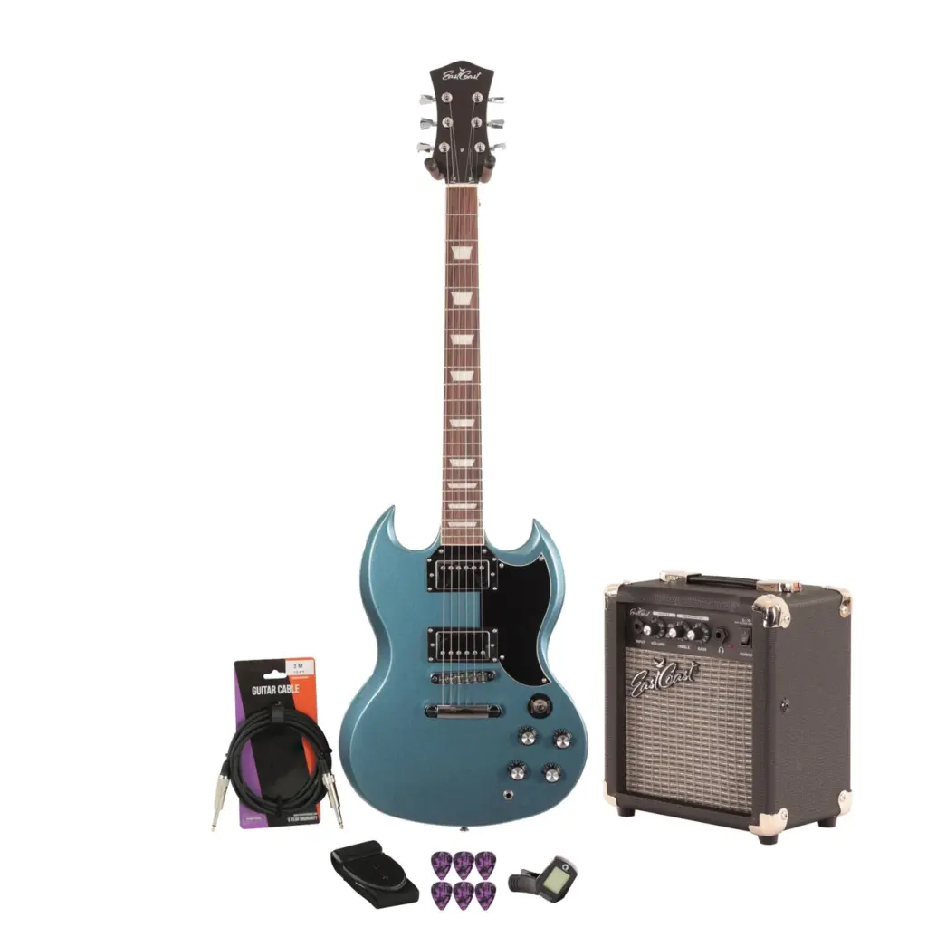 Eastcoast GS61S Pelham Blue 10w Amp Guitar Bundle