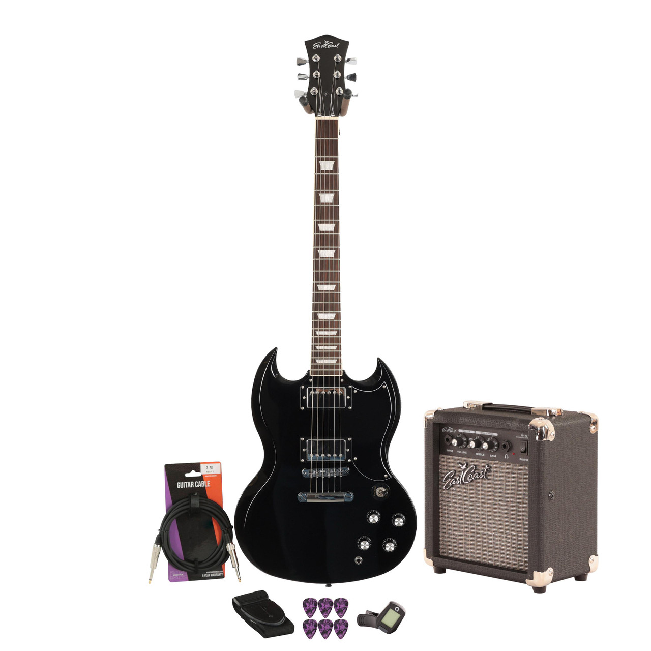 Eastcoast GS61S Black 10w Amp Guitar Bundle - Image 2