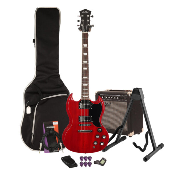 Eastcoast GS61S Cherry Red Electric Guitar 15W Amp Bundle