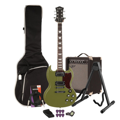 Eastcoast GS61S Drab Olive Green Electric Guitar 35W Amp Bundle