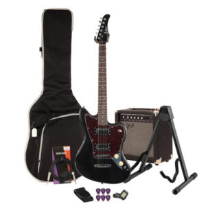 Eastcoast JG Metallic Black Electric Guitar 15W Amp Bundle