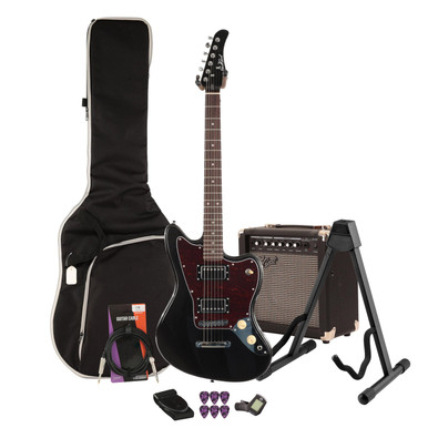 Eastcoast JG Metallic Black Electric Guitar 15W Amp Bundle