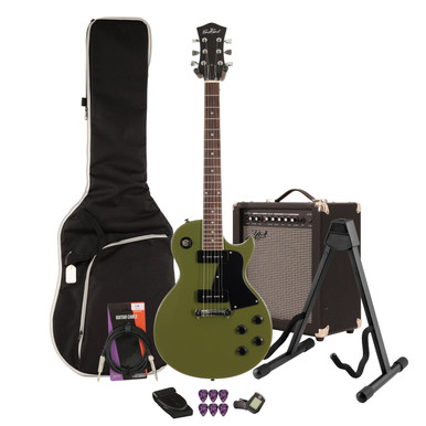 Eastcoast LS Drab Olive Green Electric Guitar 35W Amp Bundle