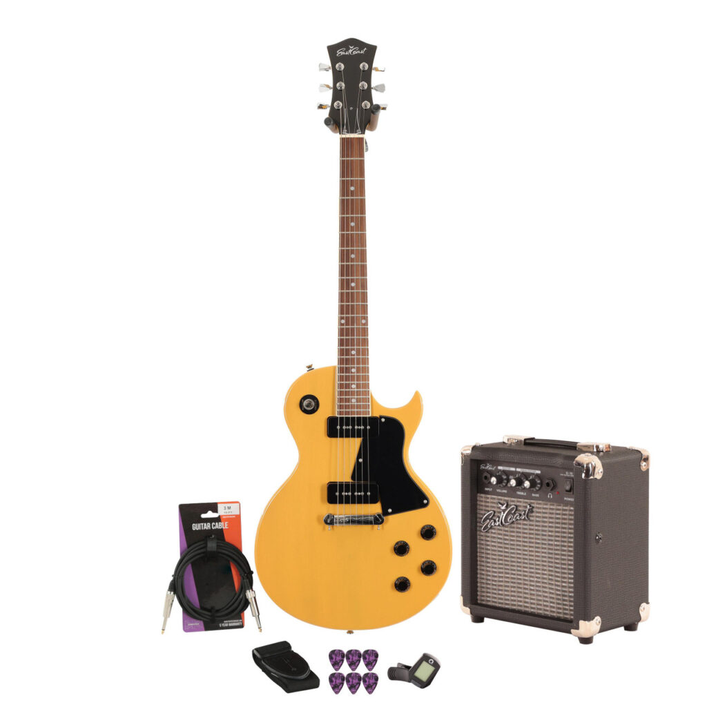 Eastcoast LS TV Yellow Electric Guitar 10W Amp Bundle