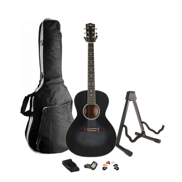 EastCoast PL Parlour Acoustic Guitar in Faded Black Starter Pack - Image 1