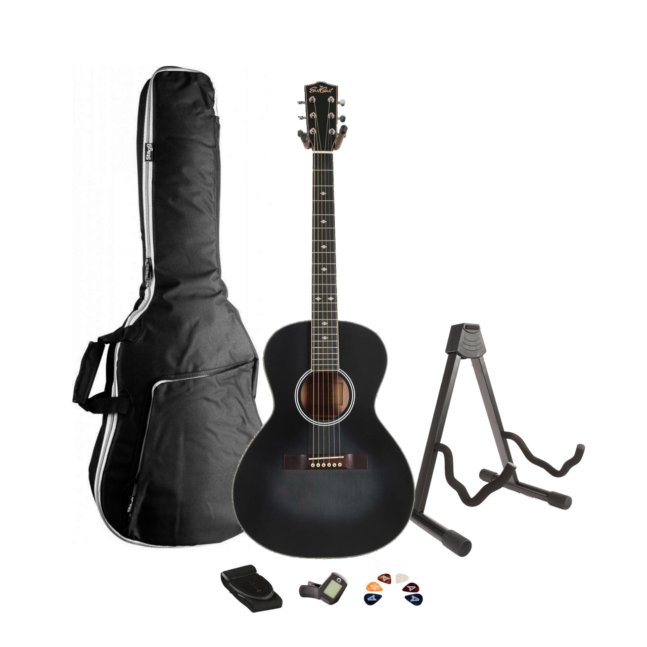 EastCoast PL Parlour Acoustic Guitar in Faded Black Starter Pack - Image 1