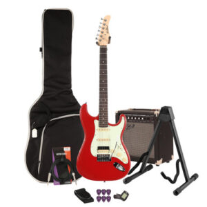 Eastcoast ST2 HSS Hot Rod Red Electric Guitar 15W Amp Bundle