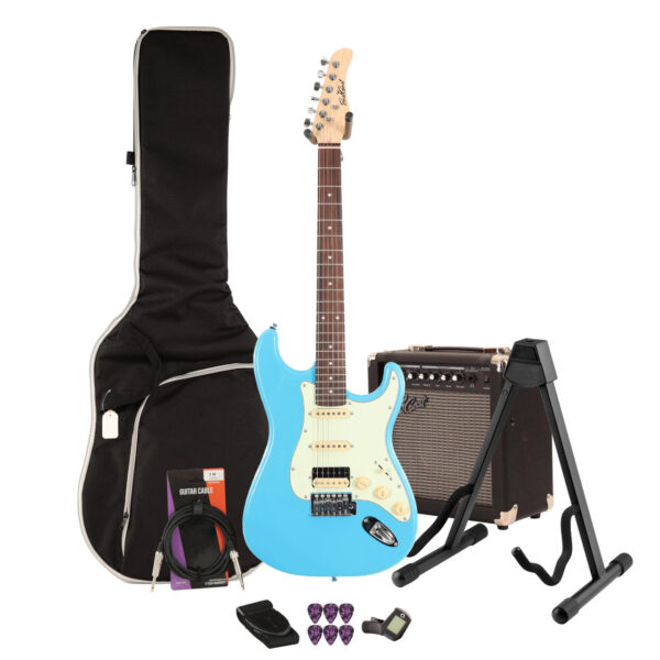 Eastcoast ST2 HSS Miami Blue Electric Guitar 15W Amp Bundle