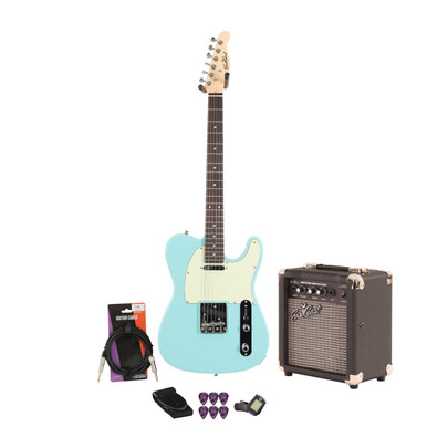 Eastcoast T1 Daphne Blue Electric Guitar 10W Amp Bundle