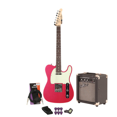 Eastcoast T62 Burgundy Mist Metallic 10w Amp Guitar Bundle