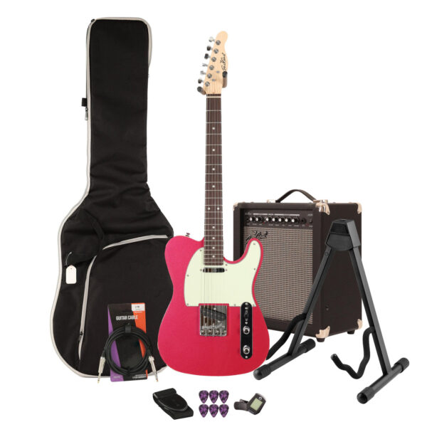 Eastcoast T62 Burgundy Mist Metallic Electric Guitar 35W Amp Bundle