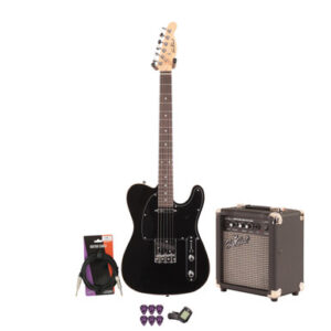 EastCoast T62 Electric Guitar Starter Pack in Black with 10W Amp & Accessories
