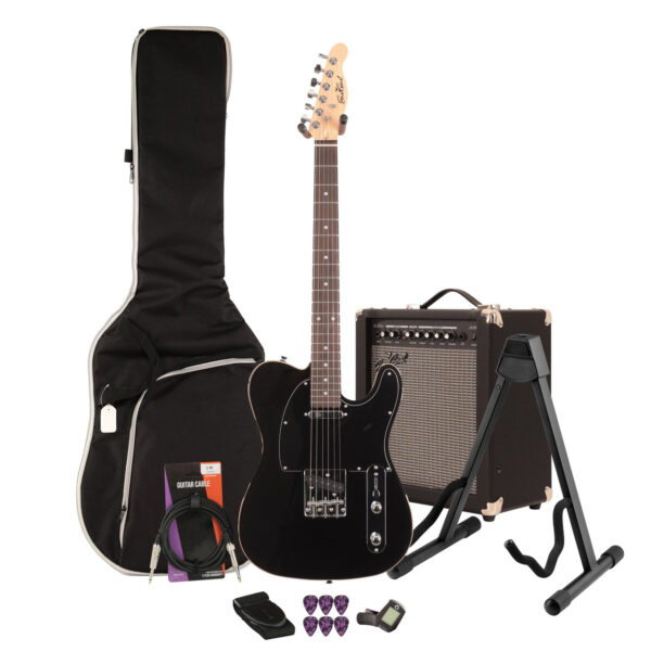 EastCoast T62 Electric Guitar Starter Pack in Black with 35W Amp & Accessories