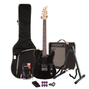 EastCoast T62 Electric Guitar Starter Pack in Black with 35W Amp & Accessories