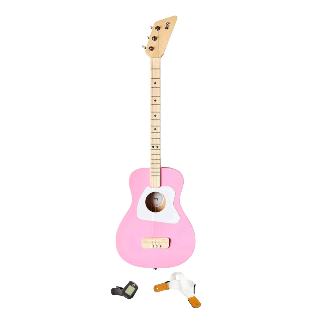 Loog Pro Acoustic Guitar in Pink Starter Pack
