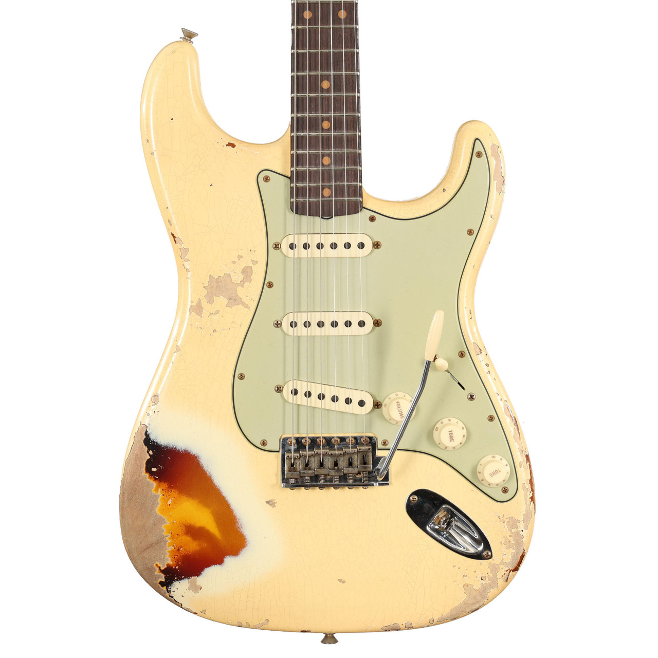 Fender Custom Shop Limited '59 Stratocaster Super Heavy Relic in Aged White over 3 Tone Sunburst - Image 2