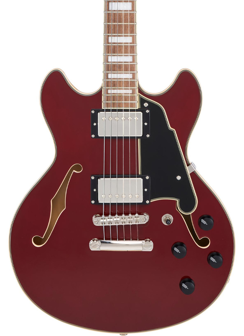 D’Angelico Premier Mini DC Semi-Hollow Electric Guitar in Burnt Red