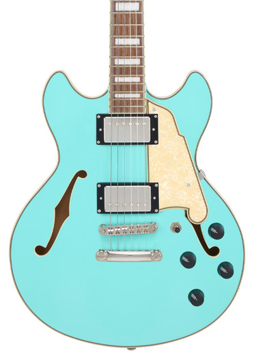 D’Angelico Premier Mini DC Semi-Hollow Electric Guitar in Surf Green