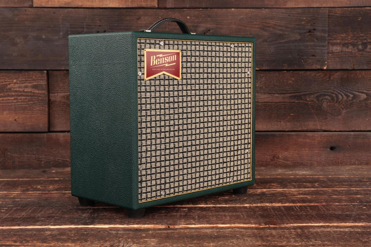 Benson Vinny Reverb 5W 1X10 Valve Amp Combo in Green Tolex with Chequered Grille - Image 5