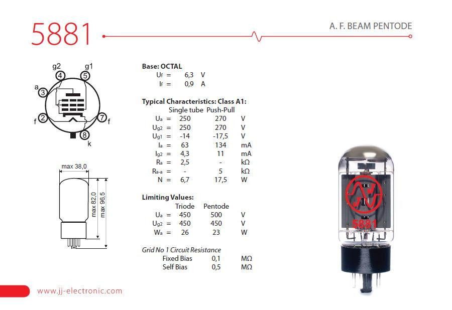 JJ Electronic 5881 Power Tube - Pair