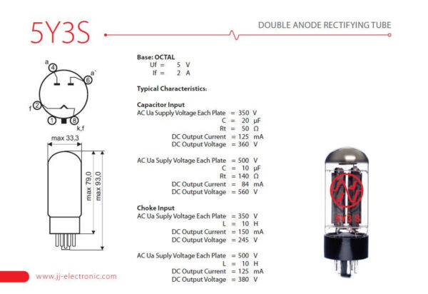 JJ Electronic 5Y3S Rectifier Tube - Image 5