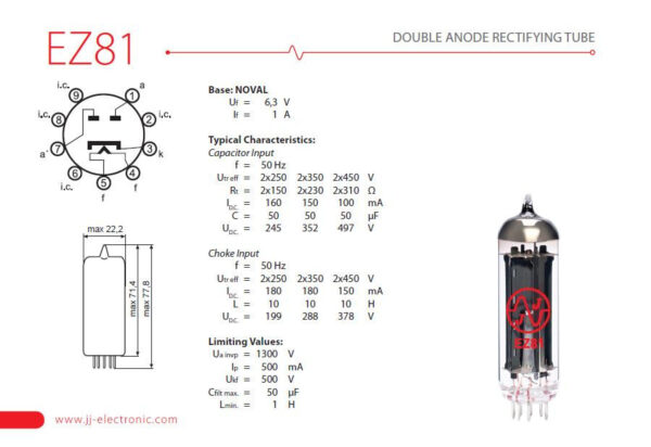 JJ Electronic 6CA4 - EZ81 Rectifier Tube - Image 5