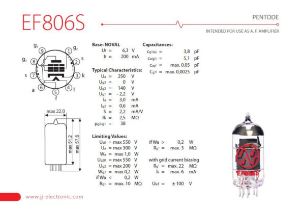 JJ Electronic EF806S Preamp Tube - Image 5