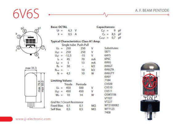 JJ Electronic 6V6S Power Tube - Image 5