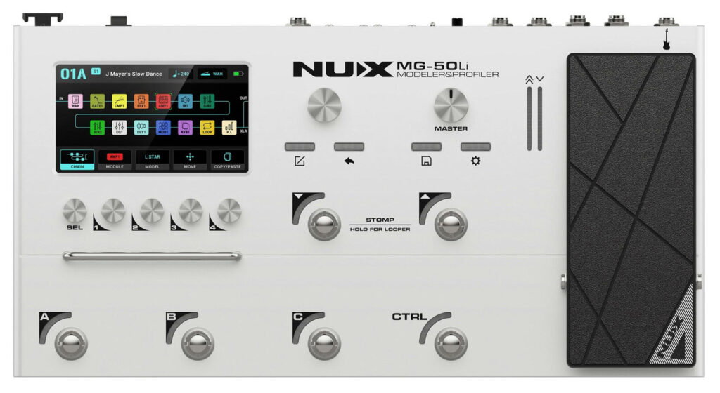 B Stock : Nux MG-50Li Guitar & Bass Multi-FX Processor and Profiler with Built in Rechargeable Battery in White - 003