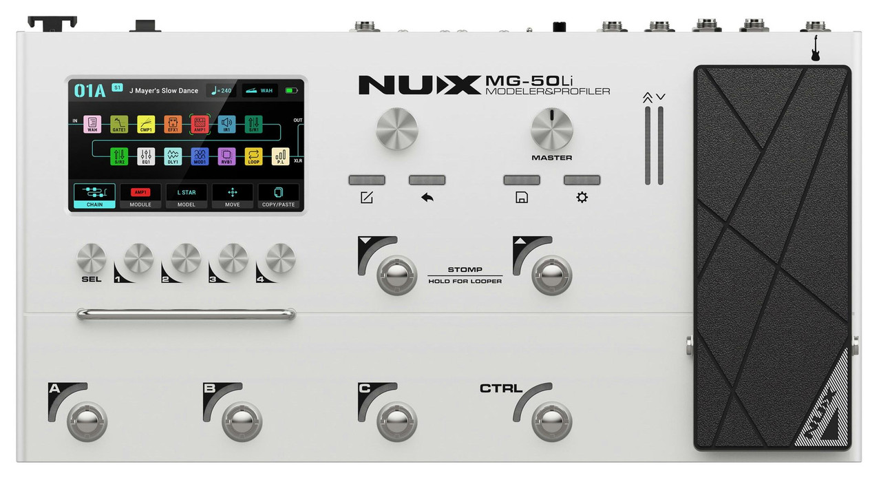 B Stock : Nux MG-50Li Guitar & Bass Multi-FX Processor and Profiler with Built in Rechargeable Battery in White - 003 - Image 1