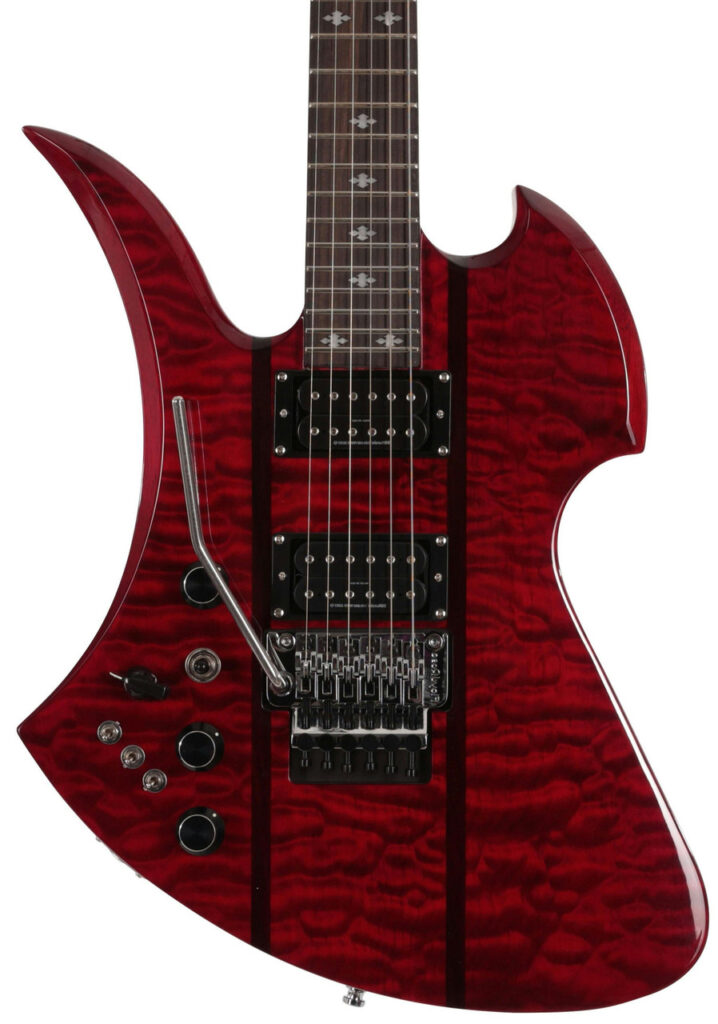 BC Rich Legacy Series Mockingbird ST Left Handed Electric Guitar with Floyd Rose in Transparent Red