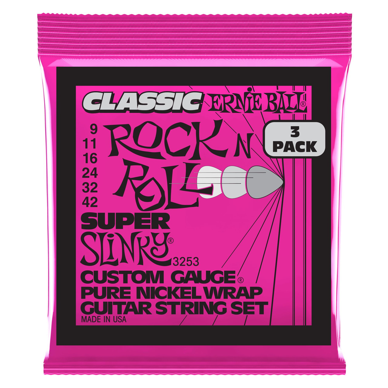 Ernie Ball Classic Pure Nickel Slinky 9-42 Electric Guitars Strings - 3 Pack - Image 4