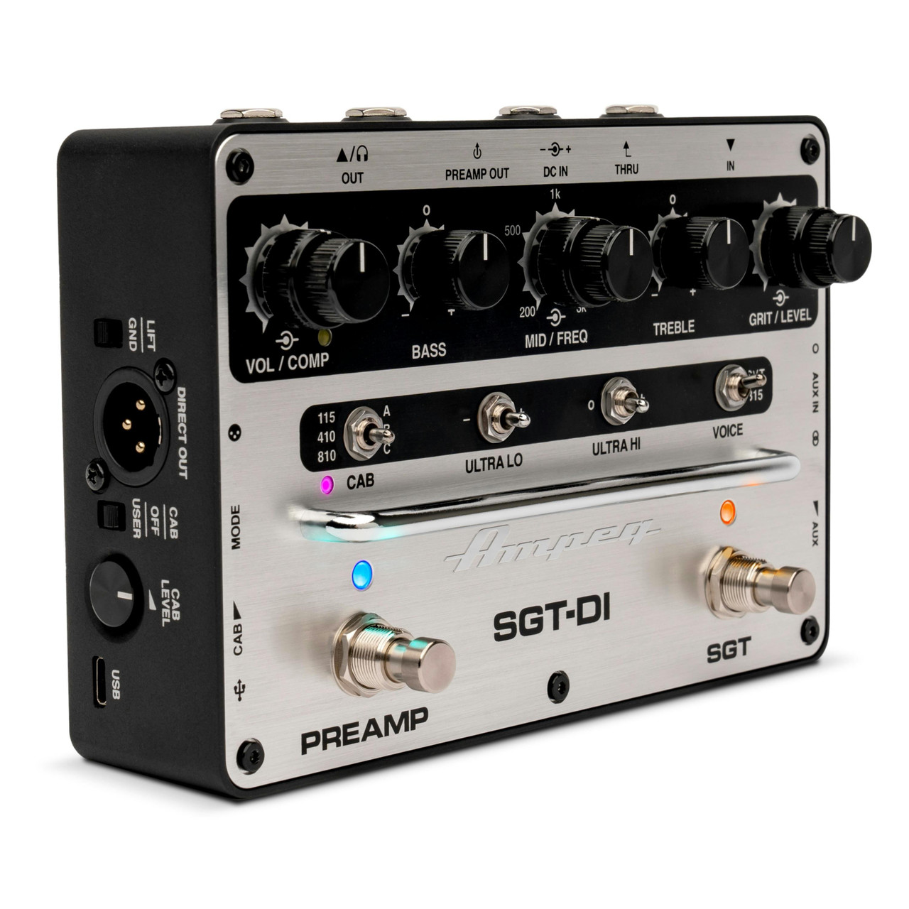 Ampeg SGT-DI Bass Preamp and DI Pedal with EQ Compressor Cab Sim IR